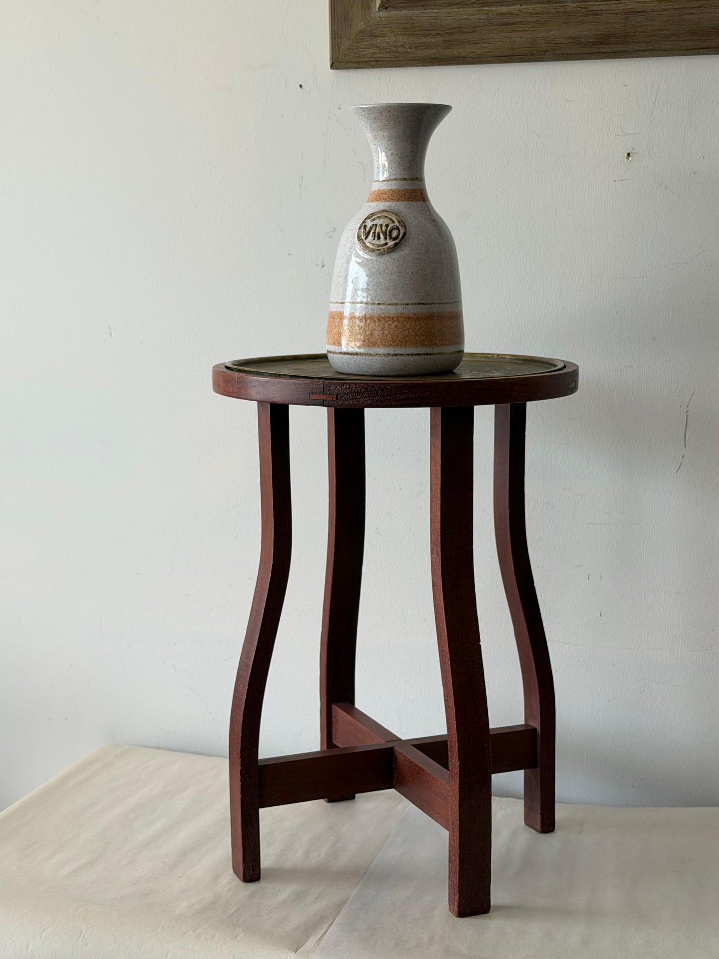 Frisman Vintage Unusual Plant Stand With Brass Top Arts And Crafts ' ca' 1910