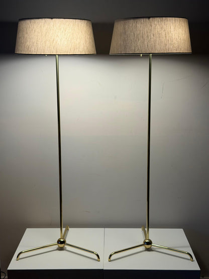 Frisman Vintage A Pair Of Brass Floor Lamps By T.H.Robsjohn-Gibbings Hansen Ca' 1950's