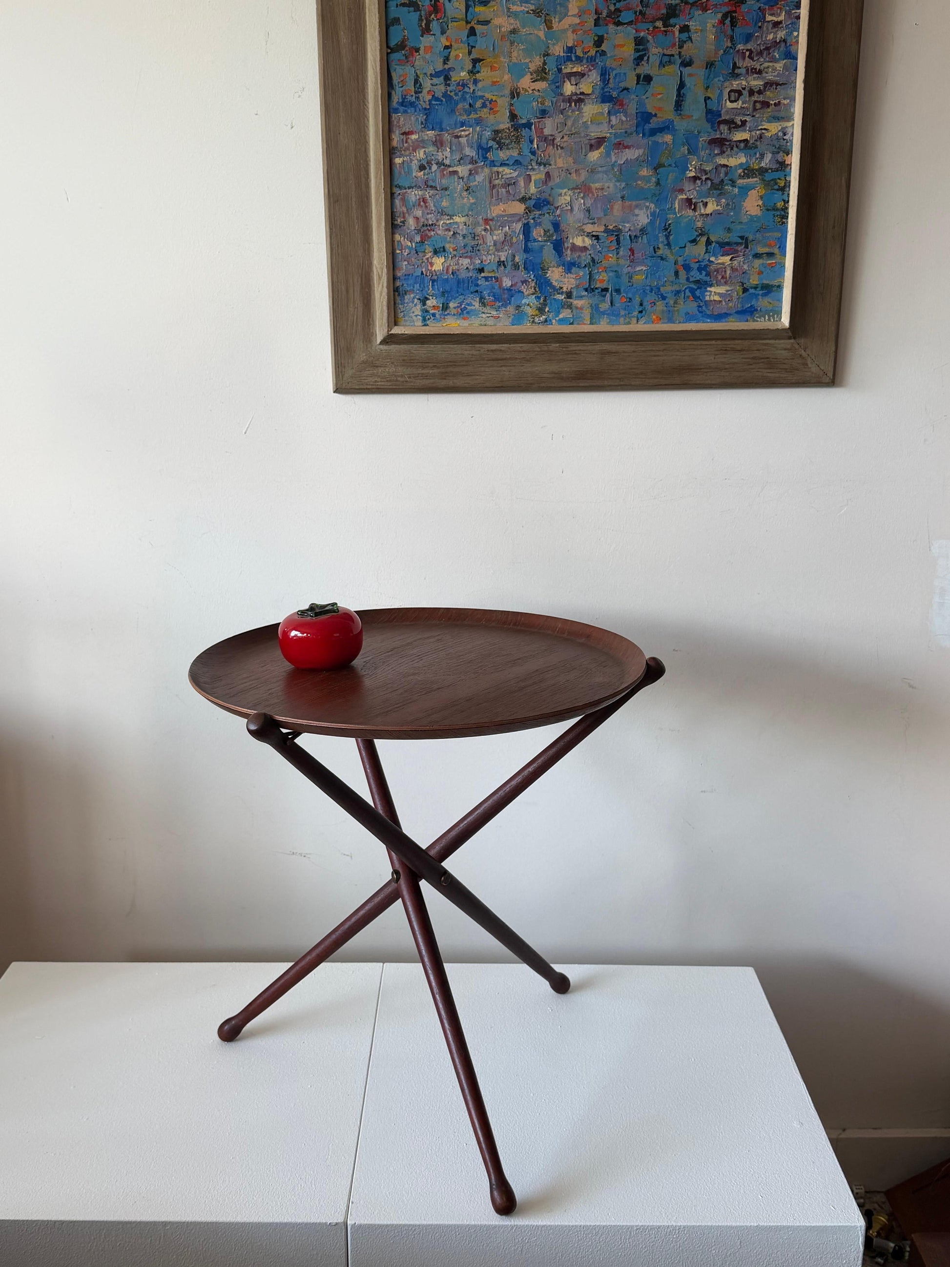 Frisman Vintage Vintage Nils Trautner Teak Folding Table Swedish Campaign Style MCM