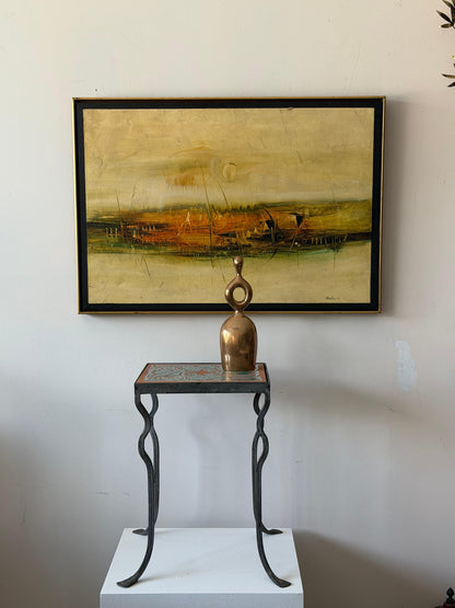 Frisman Vintage Unusual Iron Table By Kreissle Forge ca' 1940's Ceramic Top