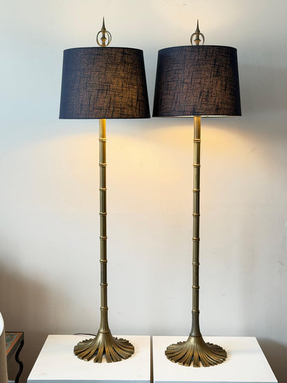Frisman Vintage A Pair Of Chapman Floor Lamps Bronze Bamboo Style ca' 1970's