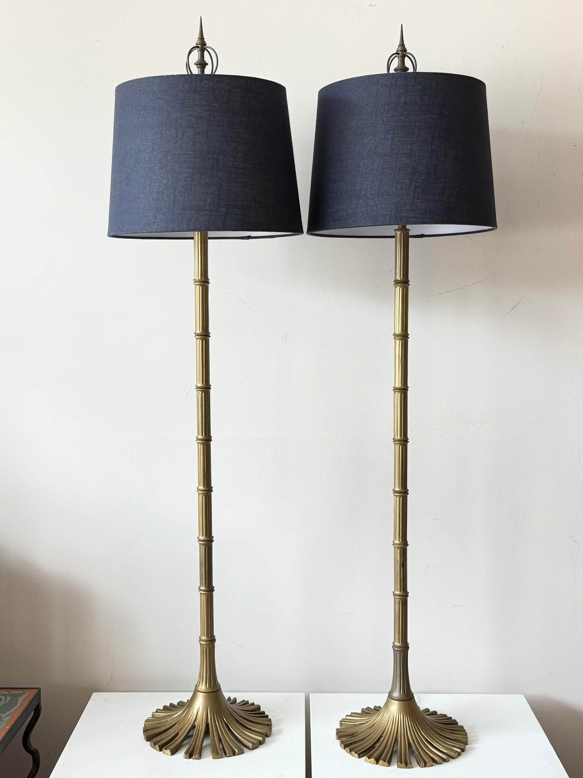 Frisman Vintage A Pair Of Chapman Floor Lamps Bronze Bamboo Style ca' 1970's