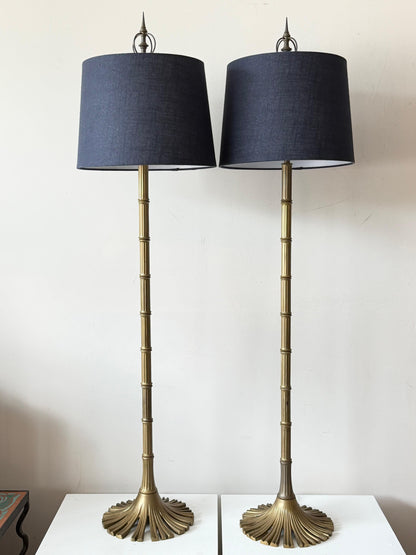 Frisman Vintage A Pair Of Chapman Floor Lamps Bronze Bamboo Style ca' 1970's