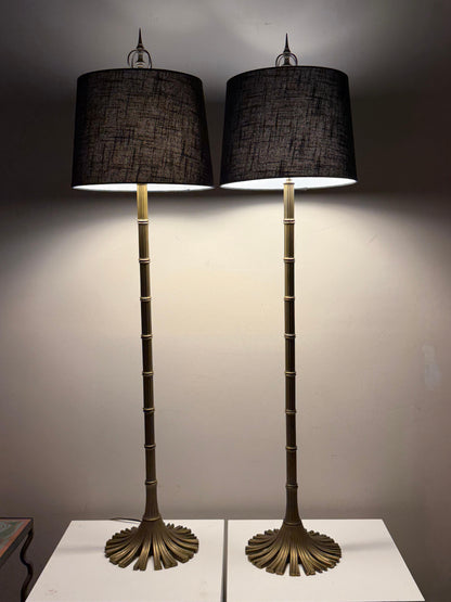 Frisman Vintage A Pair Of Chapman Floor Lamps Bronze Bamboo Style ca' 1970's