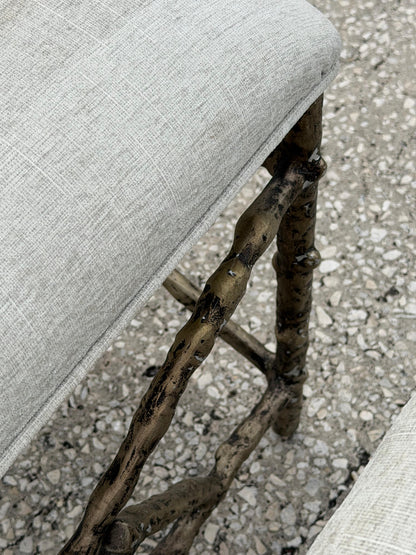 Frisman Vintage A Pair Of Aluminum Twig Upholstered Benches By Bernhardt 2017