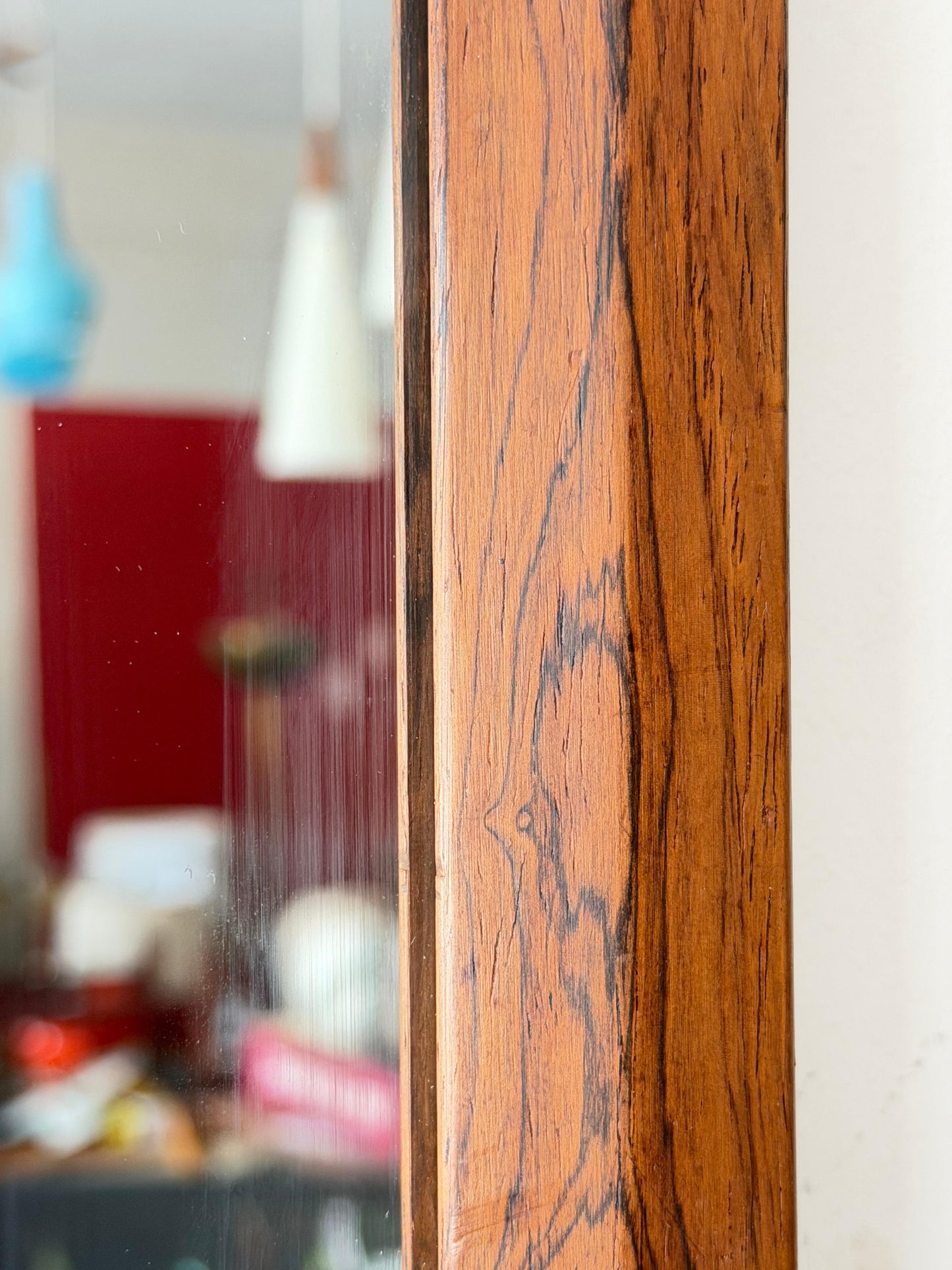 Frisman Vintage Danish Midcentury Modern Rosewood Wall Mirror, Aksel Kjersgaard, Denmark 1960s