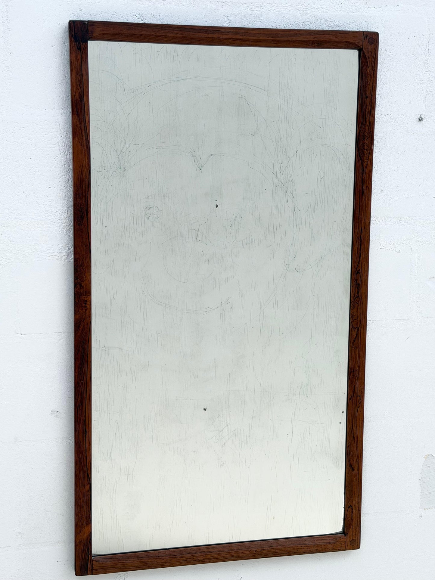 Frisman Vintage Danish Midcentury Modern Rosewood Wall Mirror, Aksel Kjersgaard, Denmark 1960s