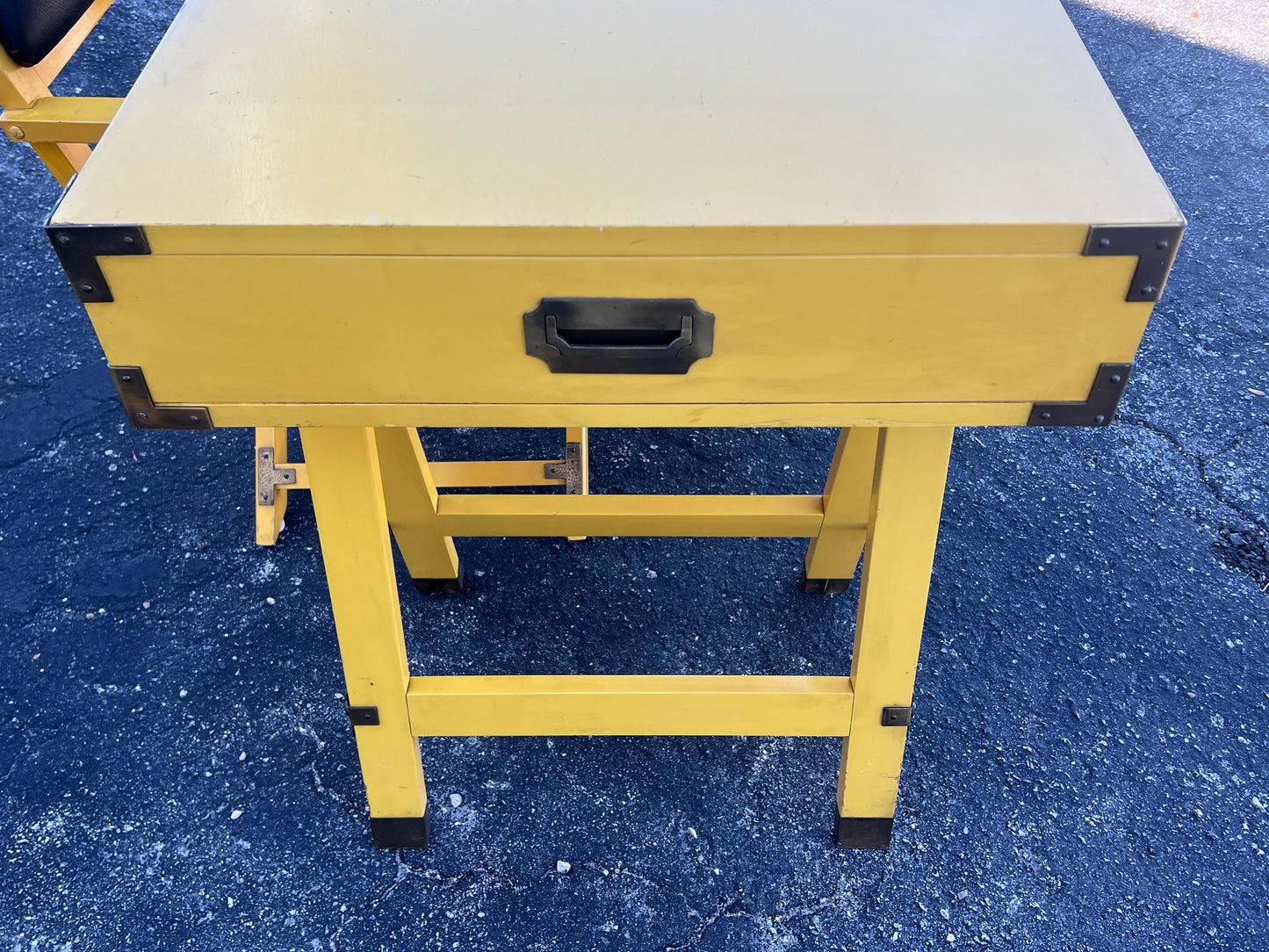 Frisman Vintage Vintage Yellow  Campaign Desk And Matching Chair Ca' 1960's