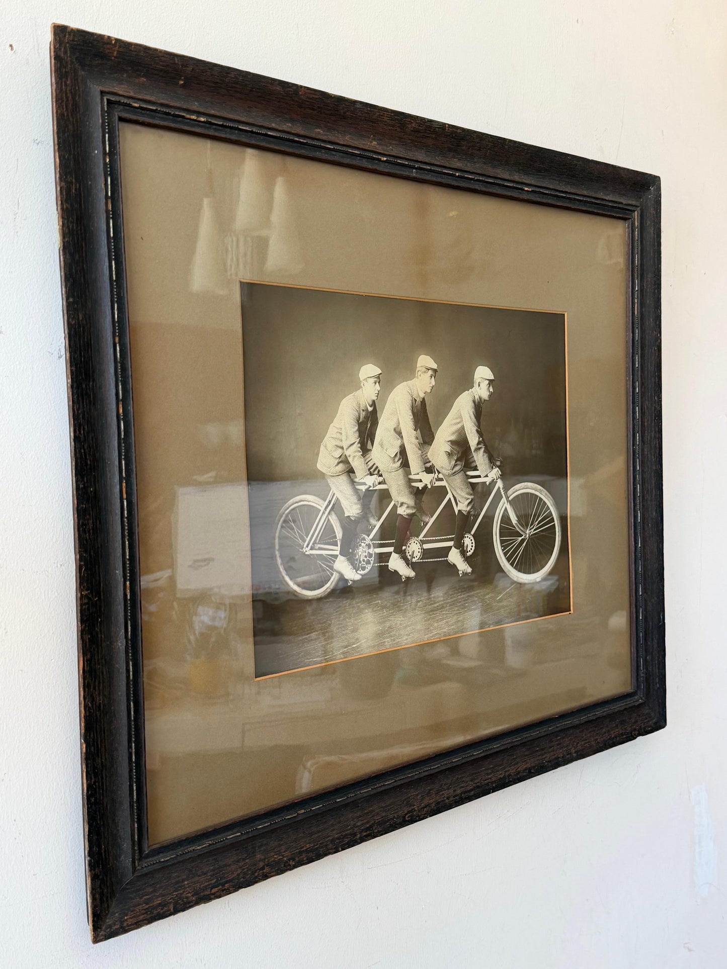 Frisman Vintage An Original Photo Bicycle Riders Three Seater Original Frame Americana ca' 1900