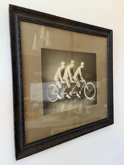 Frisman Vintage An Original Photo Bicycle Riders Three Seater Original Frame Americana ca' 1900