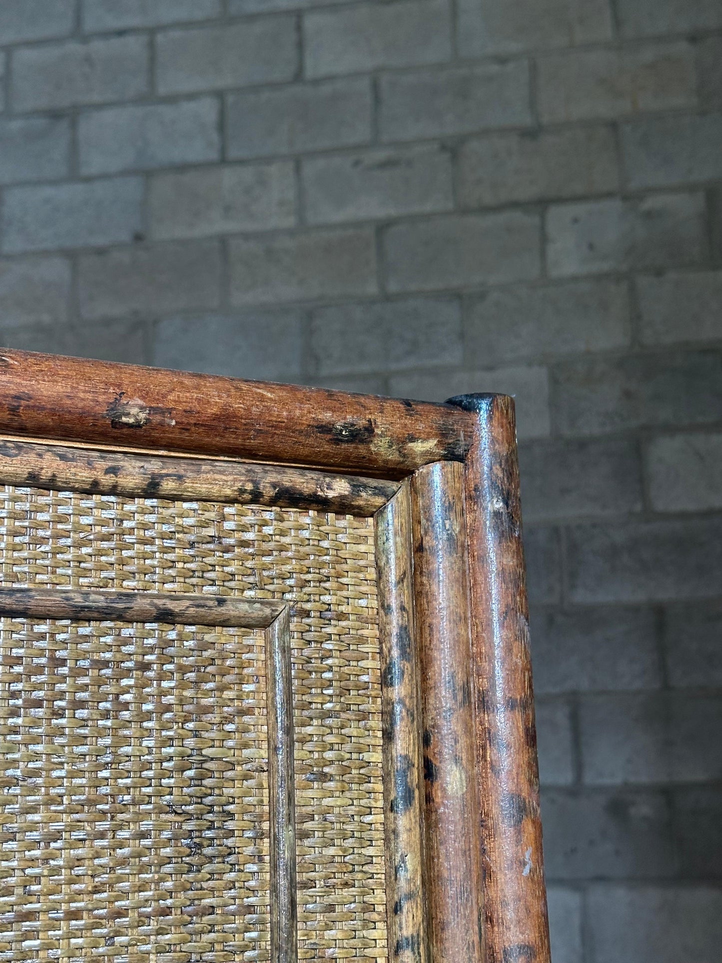 Frisman Vintage 1980s Tortoiseshell Bamboo & Rattan Wardrobe Attr to Ralph Lauren Bloomingdales