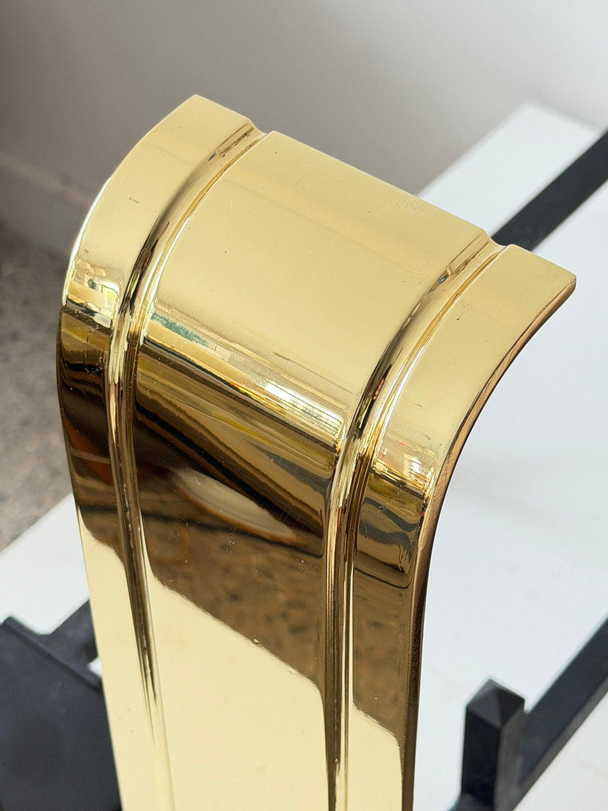 Frisman Vintage Art Deco Polished Brass Large Andirons ca' 1950's