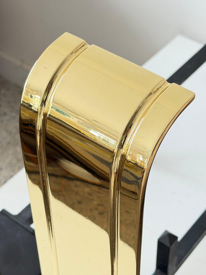 Frisman Vintage Art Deco Polished Brass Large Andirons ca' 1950's