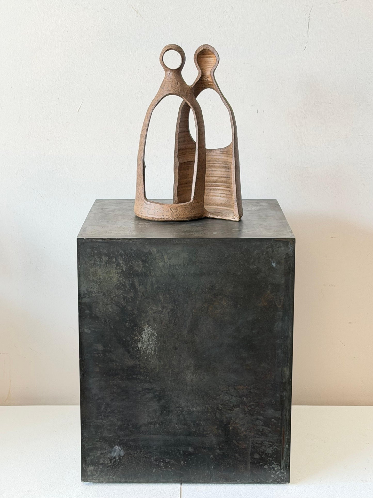 Frisman Vintage A Patinated Steel Cube Pedestal Custom Made Minimalist Design