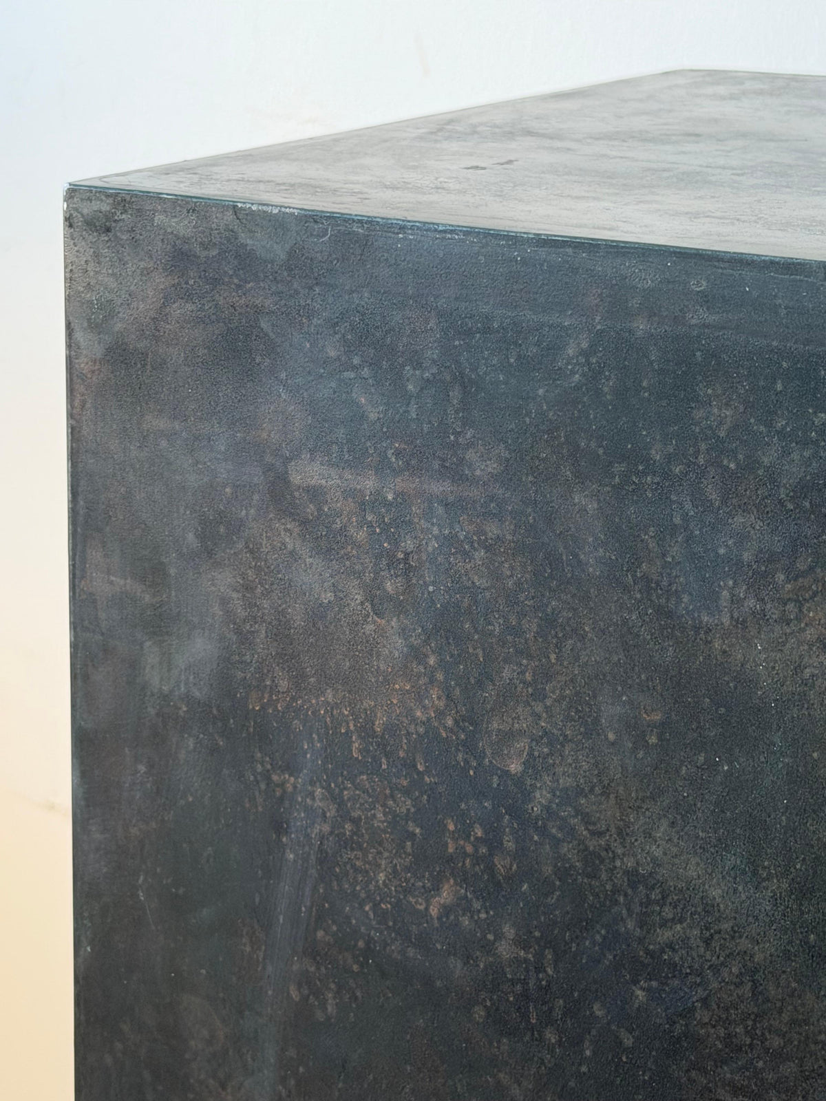 Frisman Vintage A Patinated Steel Cube Pedestal Custom Made Minimalist Design