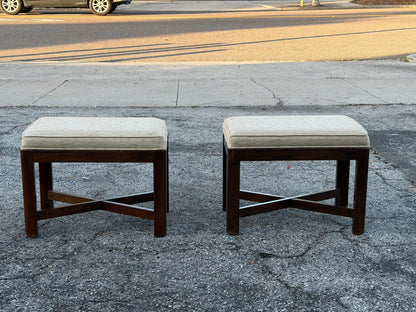 Frisman Vintage A Pair Of Classic X Base Upholstered Benches By Drexel Heritage ca' 1960's