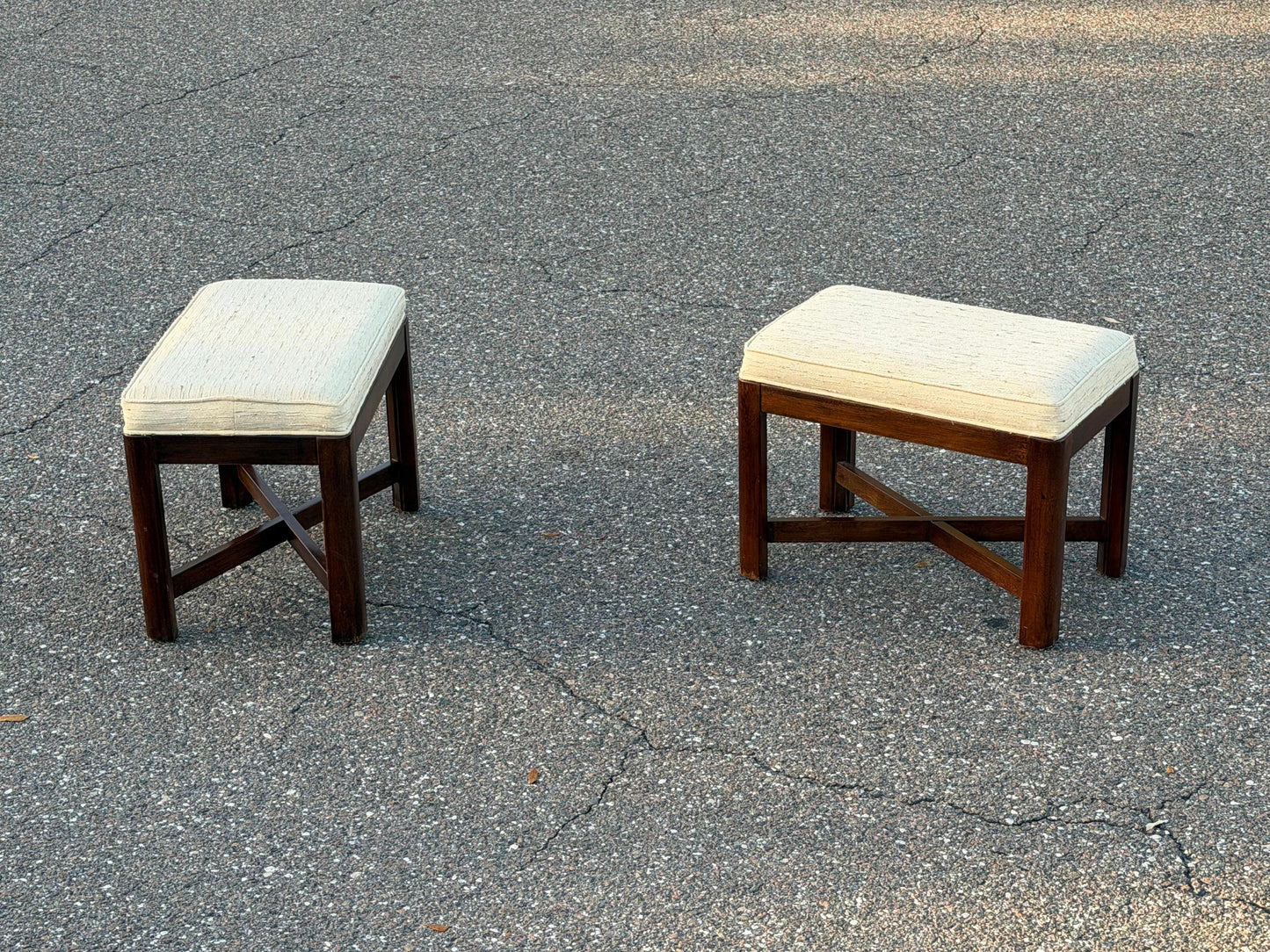 Frisman Vintage A Pair Of Classic X Base Upholstered Benches By Drexel Heritage ca' 1960's