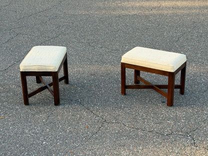 Frisman Vintage A Pair Of Classic X Base Upholstered Benches By Drexel Heritage ca' 1960's
