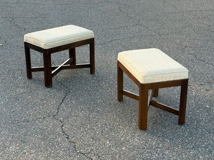 Frisman Vintage A Pair Of Classic X Base Upholstered Benches By Drexel Heritage ca' 1960's