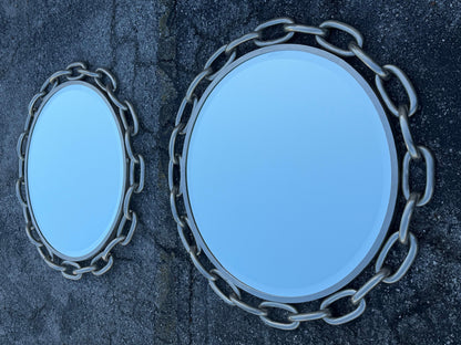 Frisman Vintage A Pair Of Chainlink Steel Industrial Style Mirrors Heavy