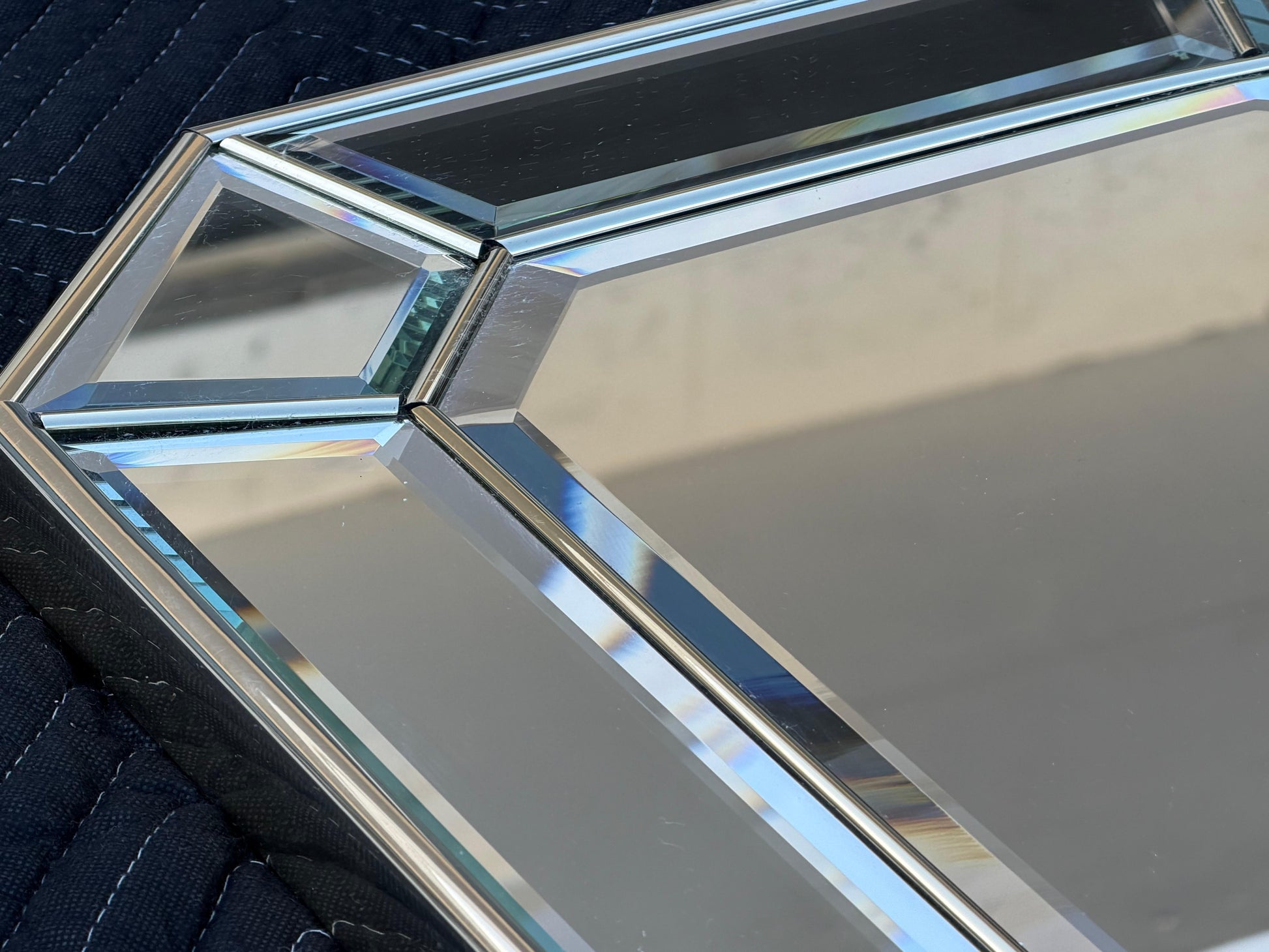 Frisman Vintage Unusual Narrow Octagon Mirror With Bevelled Edges ca' 1970's