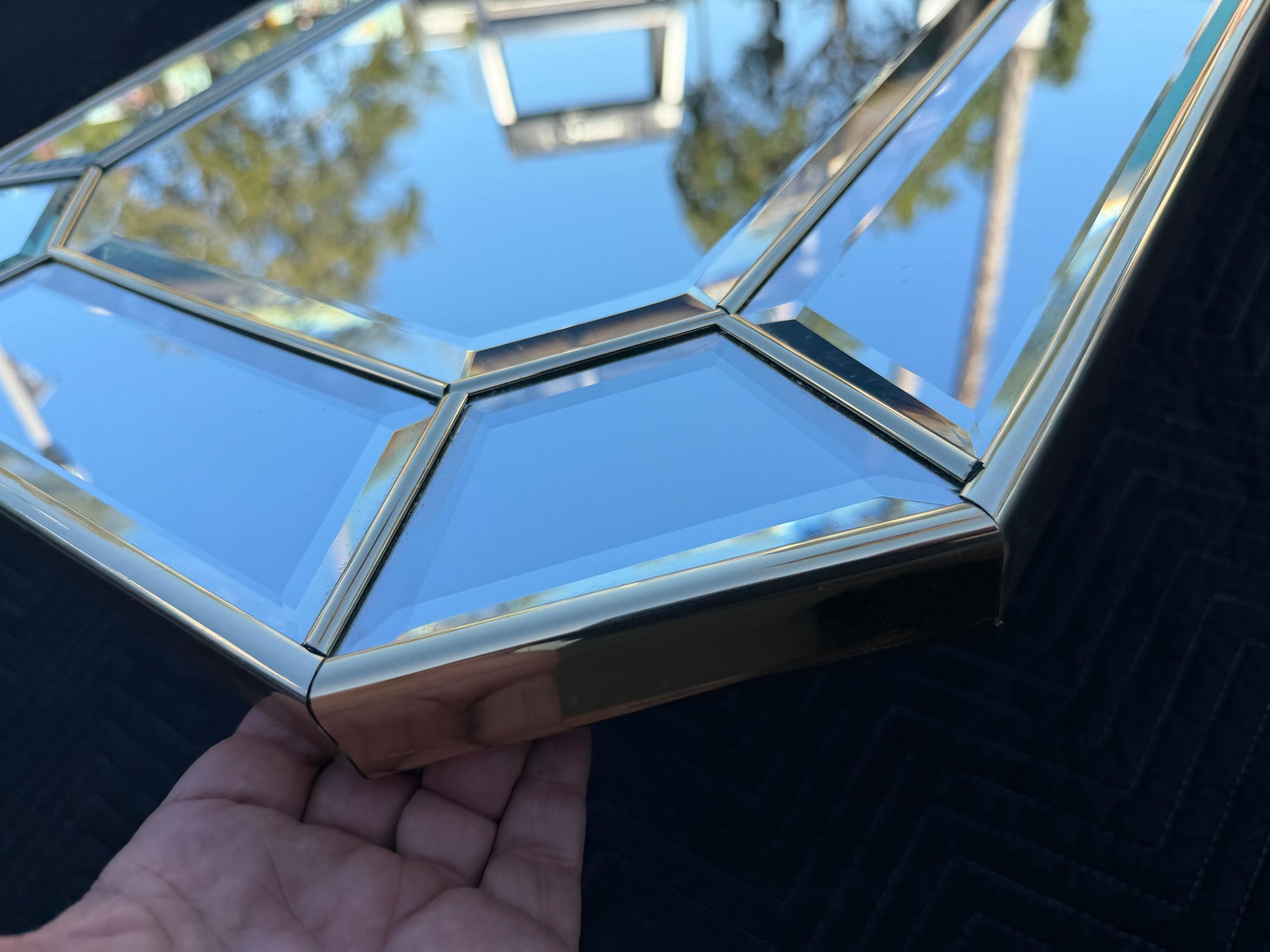 Frisman Vintage Unusual Narrow Octagon Mirror With Bevelled Edges ca' 1970's