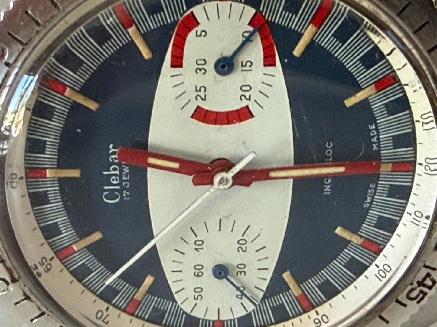 Frisman Vintage A Fun "Surfboard" Chronograph Dive Watch By Clebar Switzerland ca' 1970's