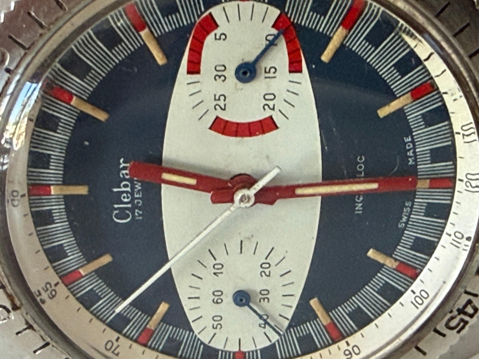Frisman Vintage A Fun "Surfboard" Chronograph Dive Watch By Clebar Switzerland ca' 1970's