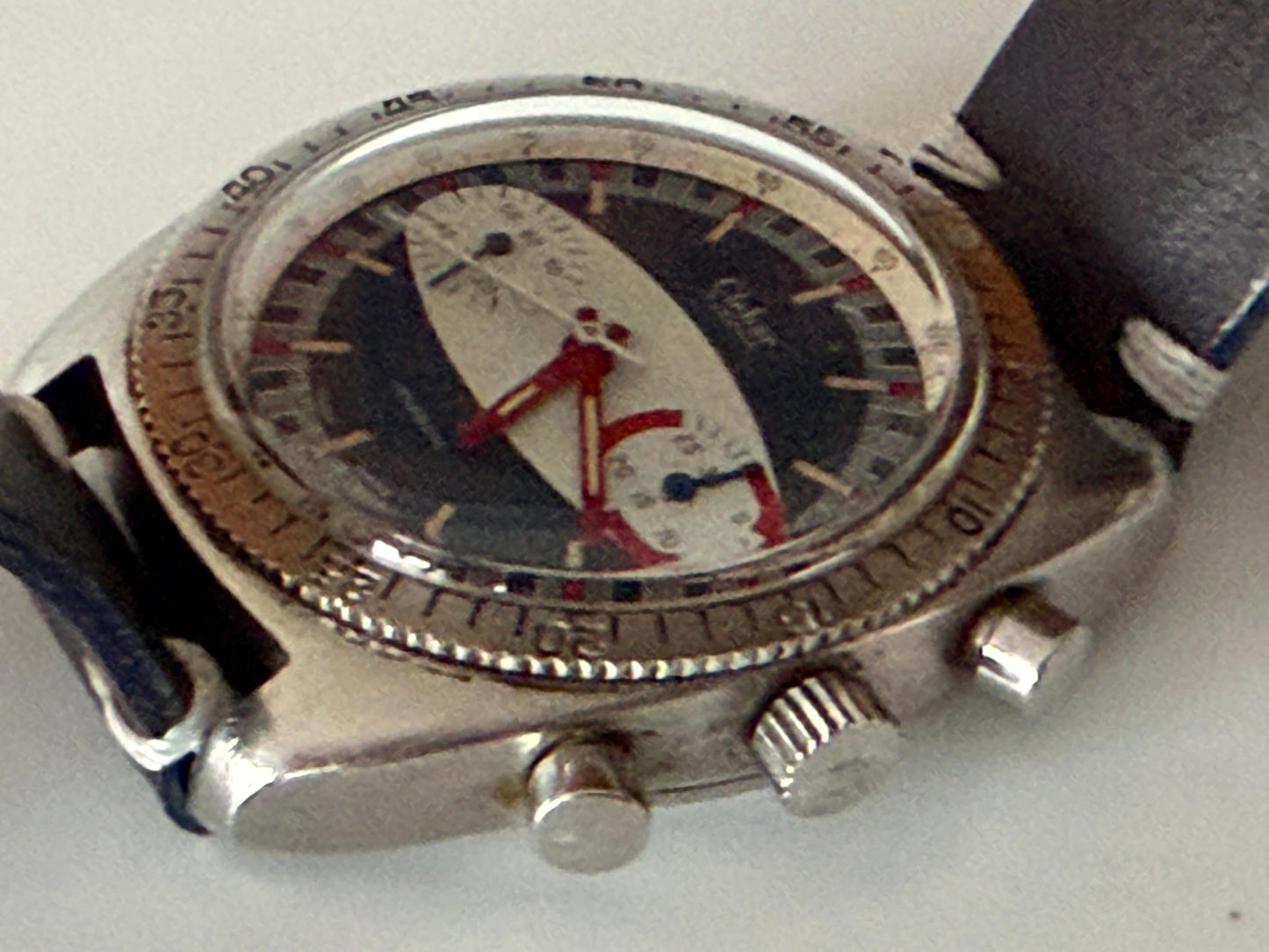 Frisman Vintage A Fun "Surfboard" Chronograph Dive Watch By Clebar Switzerland ca' 1970's
