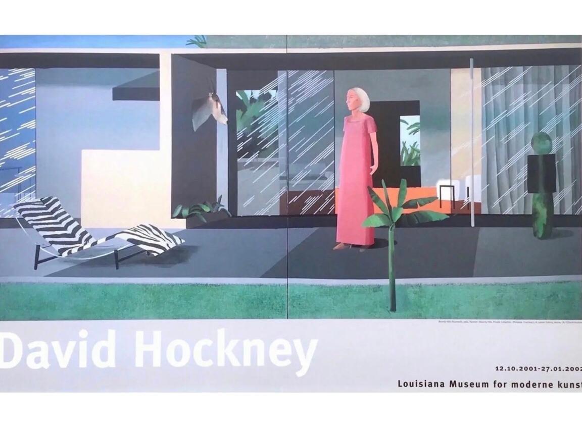 Frisman Vintage Original David Hockney Exhibition Lithograph Poster Beverly Hills Housewife 2001