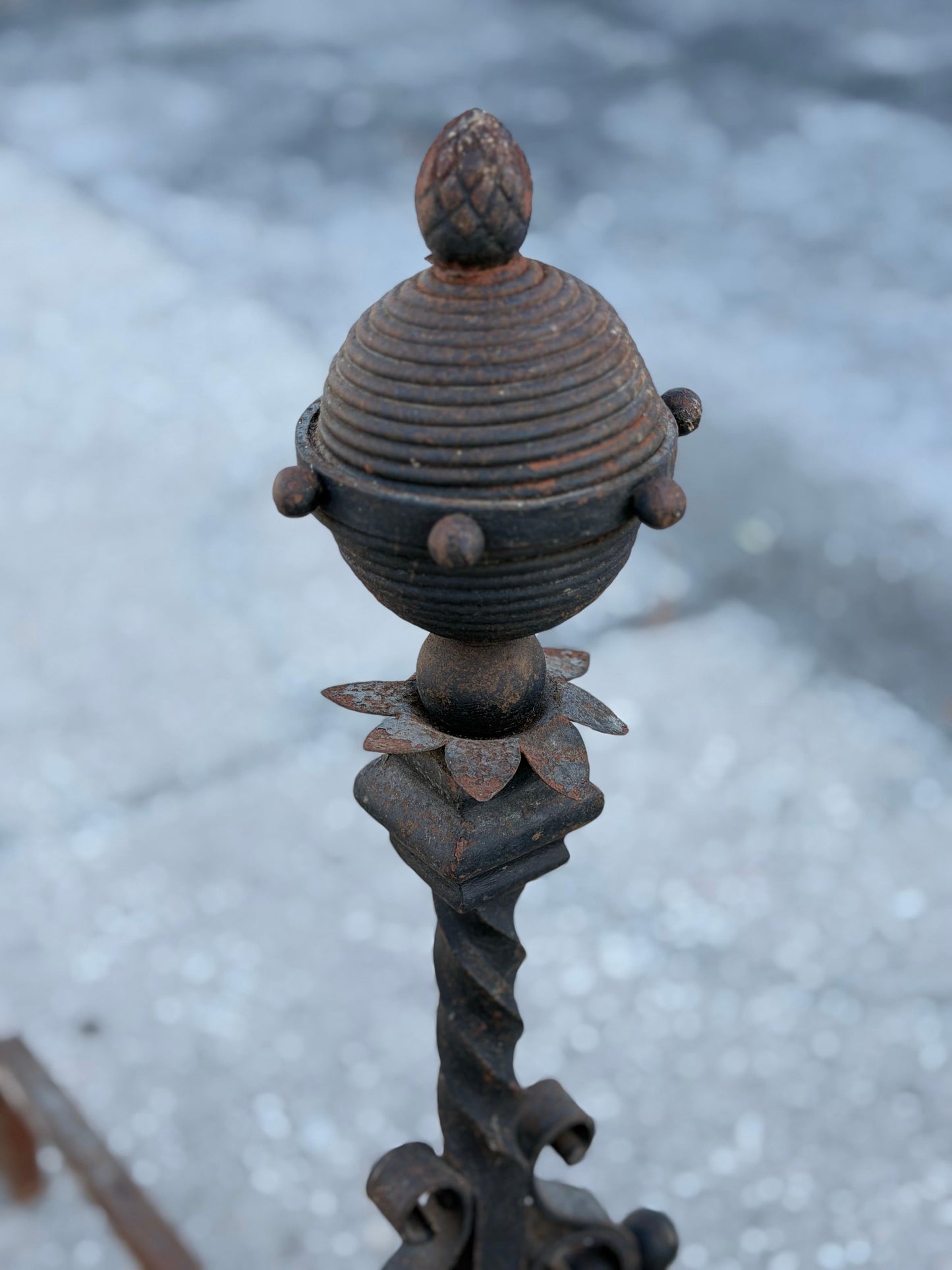 Frisman Vintage Large Decorative Wrought Iron Andirons ca' 1930's