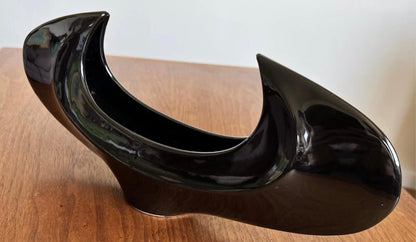 Frisman Vintage 70s Huge Mid Century Modern Sculpture Japanese Crescent Ikebana Planter Vase