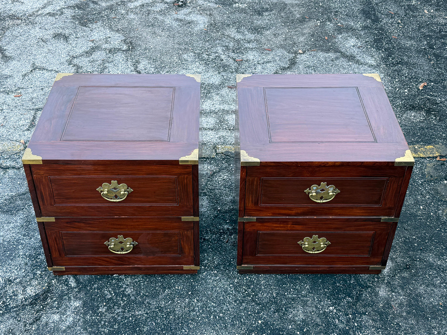 Frisman Vintage A pair Of Vintage Campaign Night Stands Mahogany ca' 1970's