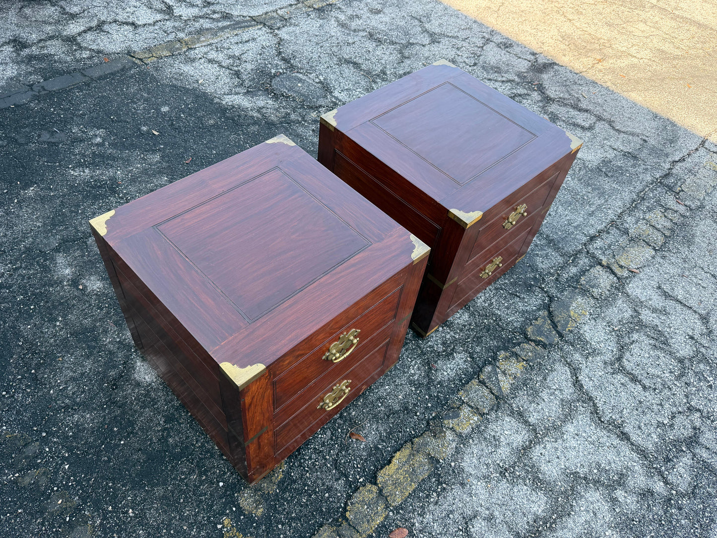 Frisman Vintage A pair Of Vintage Campaign Night Stands Mahogany ca' 1970's