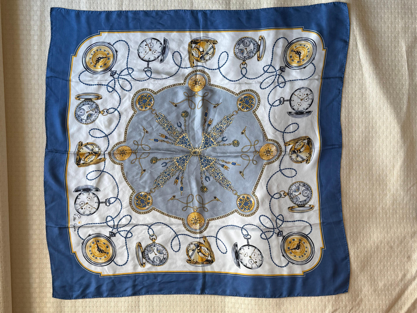 Frisman Vintage Vintage Rolex Made in Switzerland 100% Silk Scarf with Pocket Watch Design