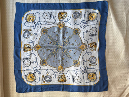 Frisman Vintage Vintage Rolex Made in Switzerland 100% Silk Scarf with Pocket Watch Design