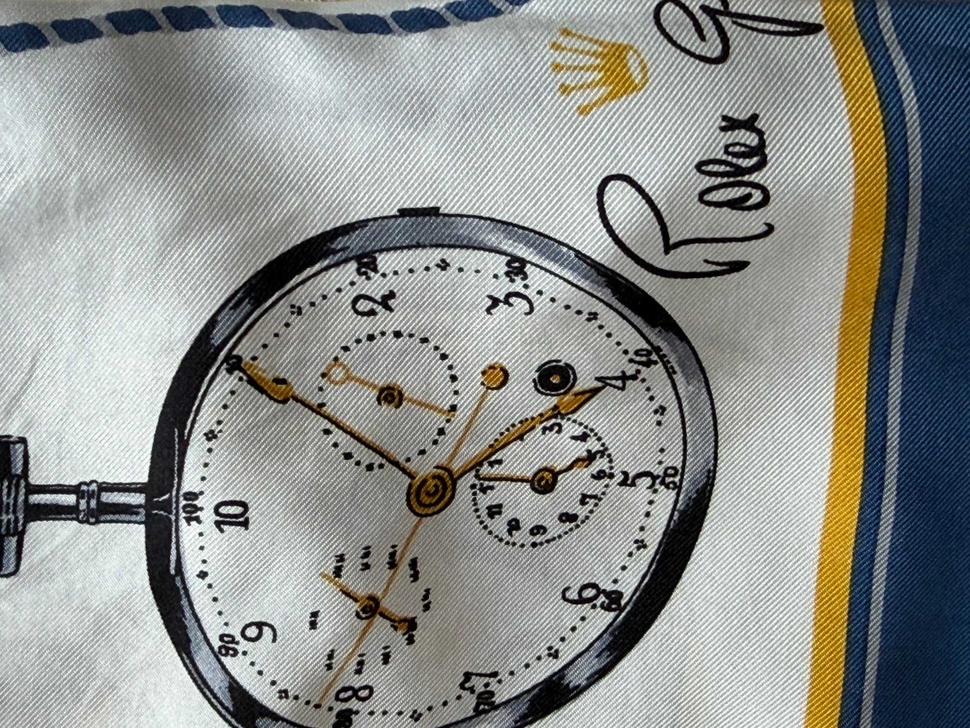 Frisman Vintage Vintage Rolex Made in Switzerland 100% Silk Scarf with Pocket Watch Design