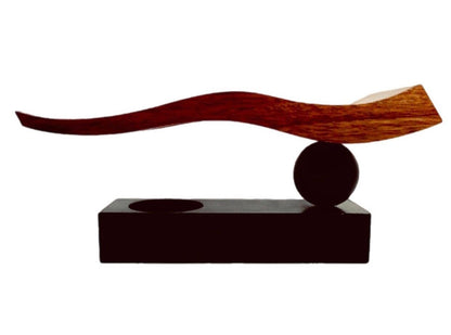 Frisman Vintage Vintage Post Modern Rosewood Hand Carved Wooden Abstract Ikebana Vase Signed