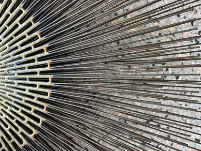 Frisman Vintage Brutalist Sunburst Wall Sculpture Mirror by William Friedle, 1970s
