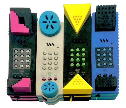 Frisman Vintage 1992 Set of 4 Canetti Postmodern Post Modern Memphis Phone Telephone Collection