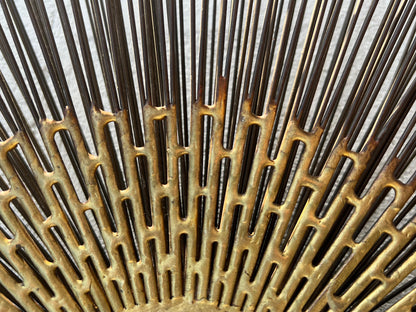 Frisman Vintage Brutalist Sunburst Wall Sculpture Mirror by William Friedle, 1970s