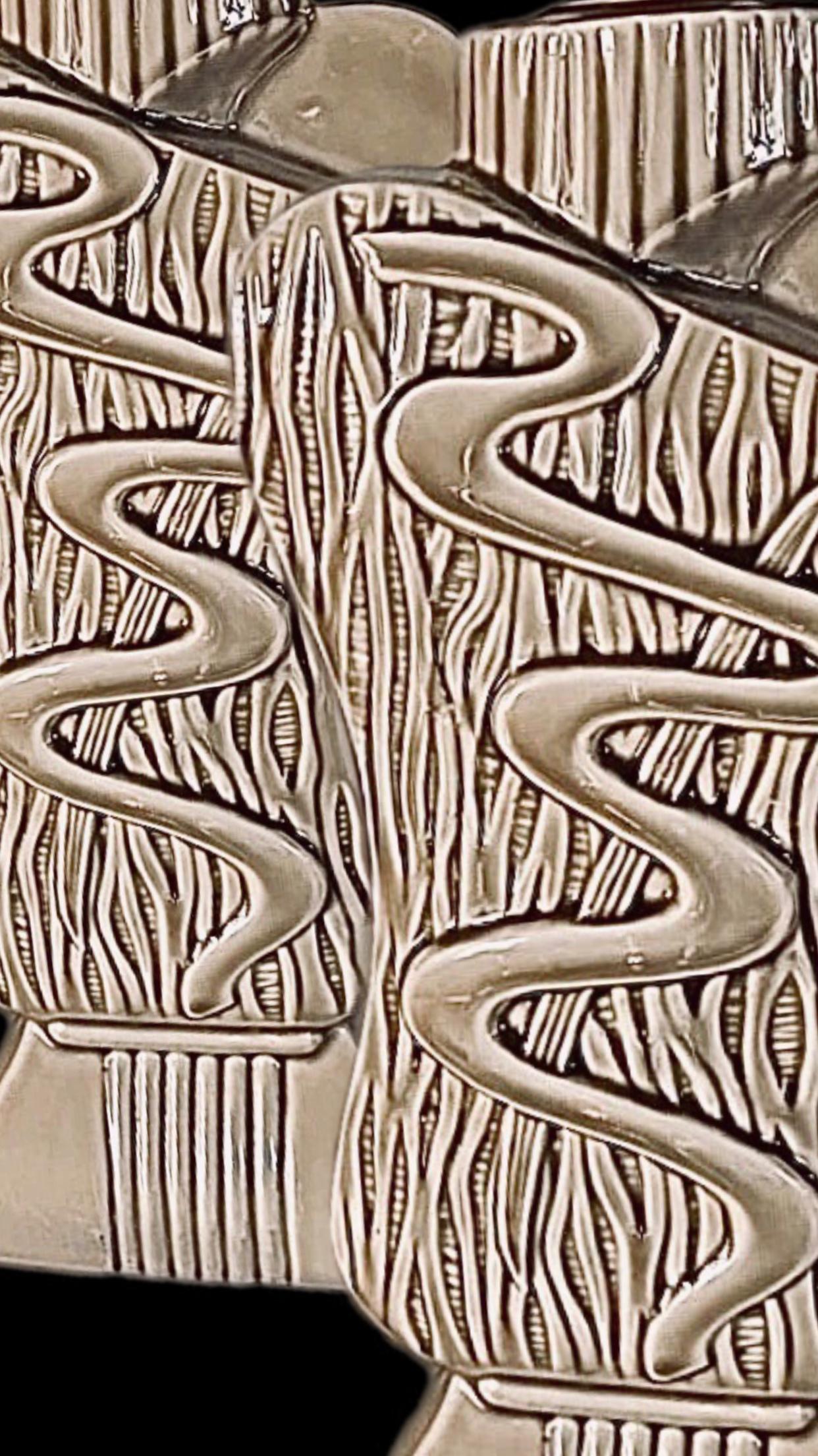 Frisman Vintage 40s Pair Phil-Mar Style Art Deco Mid Century Modern Abstract Ceramic Table Lamps