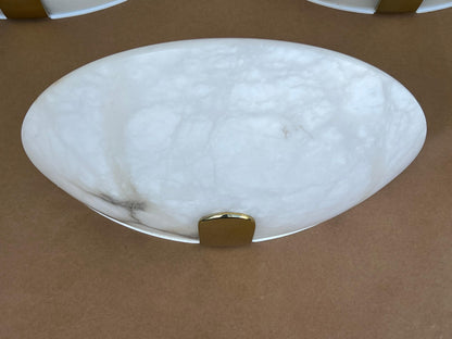 Frisman Vintage Alabaster And Brass Sconces By Lightolier Art Deco Style Ca' 1980's