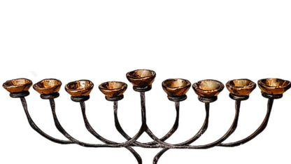 Frisman Vintage Massive Vintage Rueven Gafni One of a Kind Hand Wrought Brutalist Menorah Israel