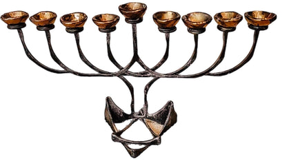 Frisman Vintage Massive Vintage Rueven Gafni One of a Kind Hand Wrought Brutalist Menorah Israel