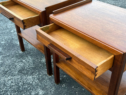 Frisman Vintage Edward Wormley Dunbar Night Stands Walnut  With Rosewood Handles Ca' 1950's