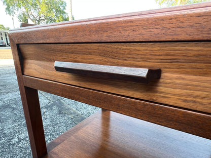Frisman Vintage Edward Wormley Dunbar Night Stands Walnut  With Rosewood Handles Ca' 1950's