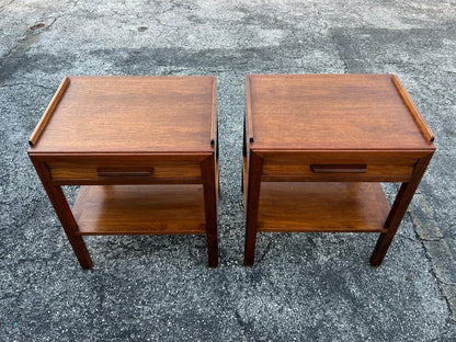 Frisman Vintage Edward Wormley Dunbar Night Stands Walnut  With Rosewood Handles Ca' 1950's