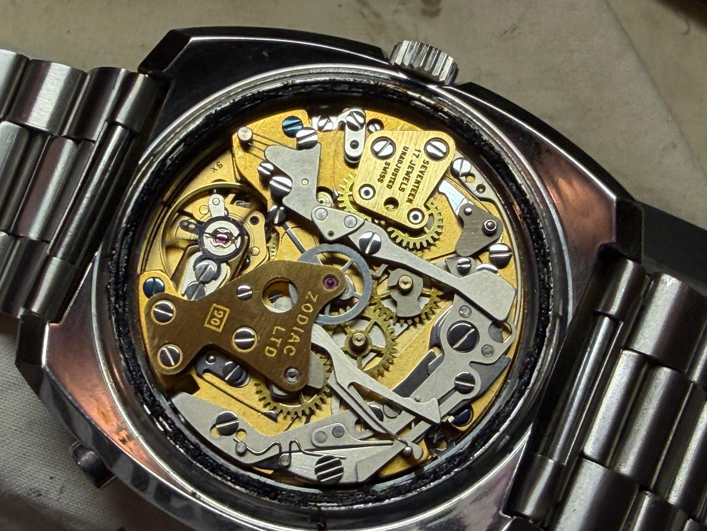 Frisman Vintage 1970s Zodiac Chronograph Stainless Steel 44mm Watch