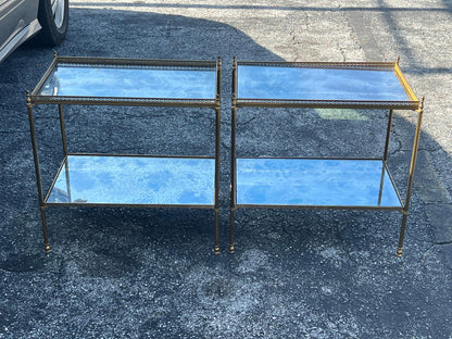 Frisman Vintage A Pair Of Classic Bagues Side Tables With Eglomise Tops ca' 1970's